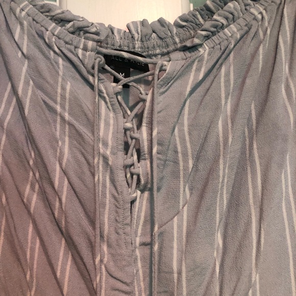 Blue White Striped Off-the-shoulder Top - Picture 3 of 5